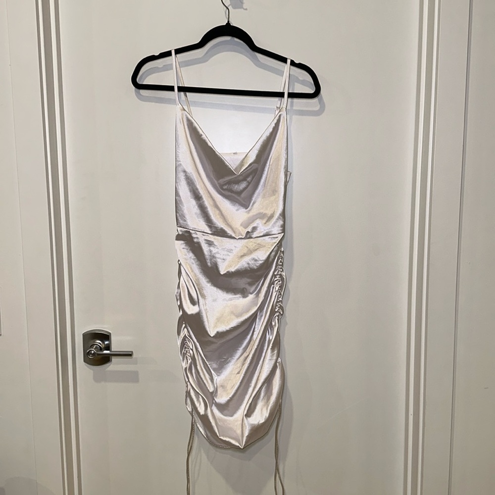 White satin mini dress